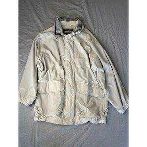 Pacific Trail Womens Tan Jacket Large full zipper buttons hooded polyester nylon